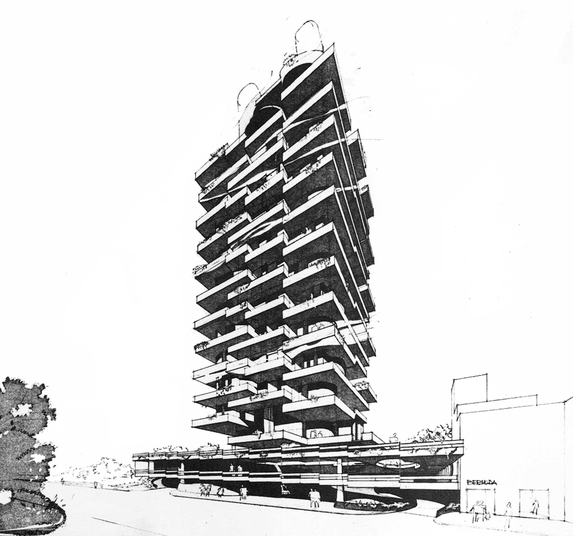 9 - Progetto della torre “Bel Horizon Residence”, Montecarlo (Monaco); con ing. A. Michetti - Vista prospettica