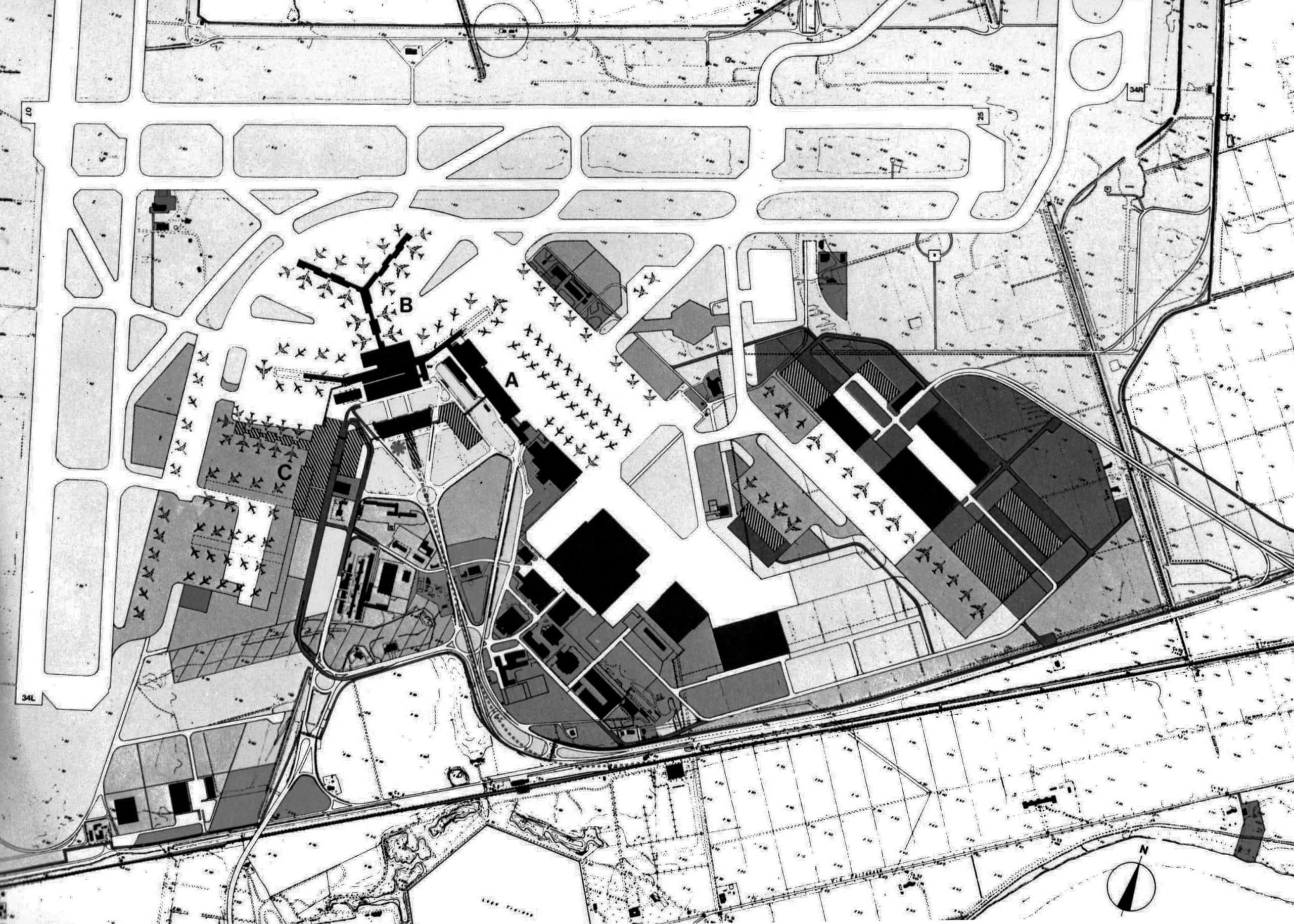 10 - Piano di ammodernamento e sviluppo a Breve Termine, Aeroporto “L. Da Vinci”, Fiumicino (RM), per ADR - Planimetria generale