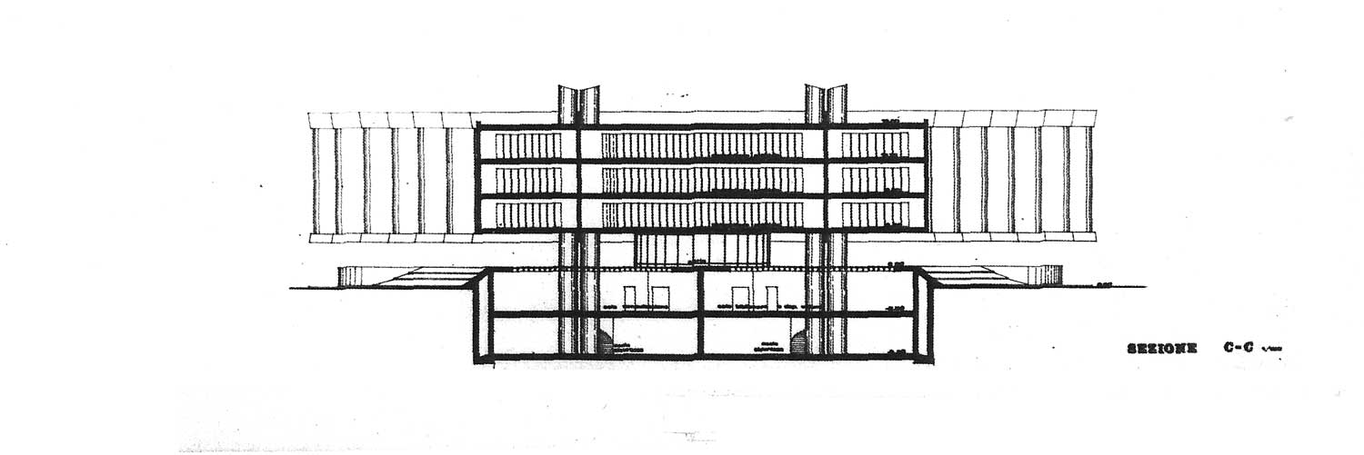12 - Progetto per la realizzazione del nuovo Archivio di Stato di Firenze; con ing. S. Bonamico e ing. S. Musmeci. Concorso, V classificato - Sezione