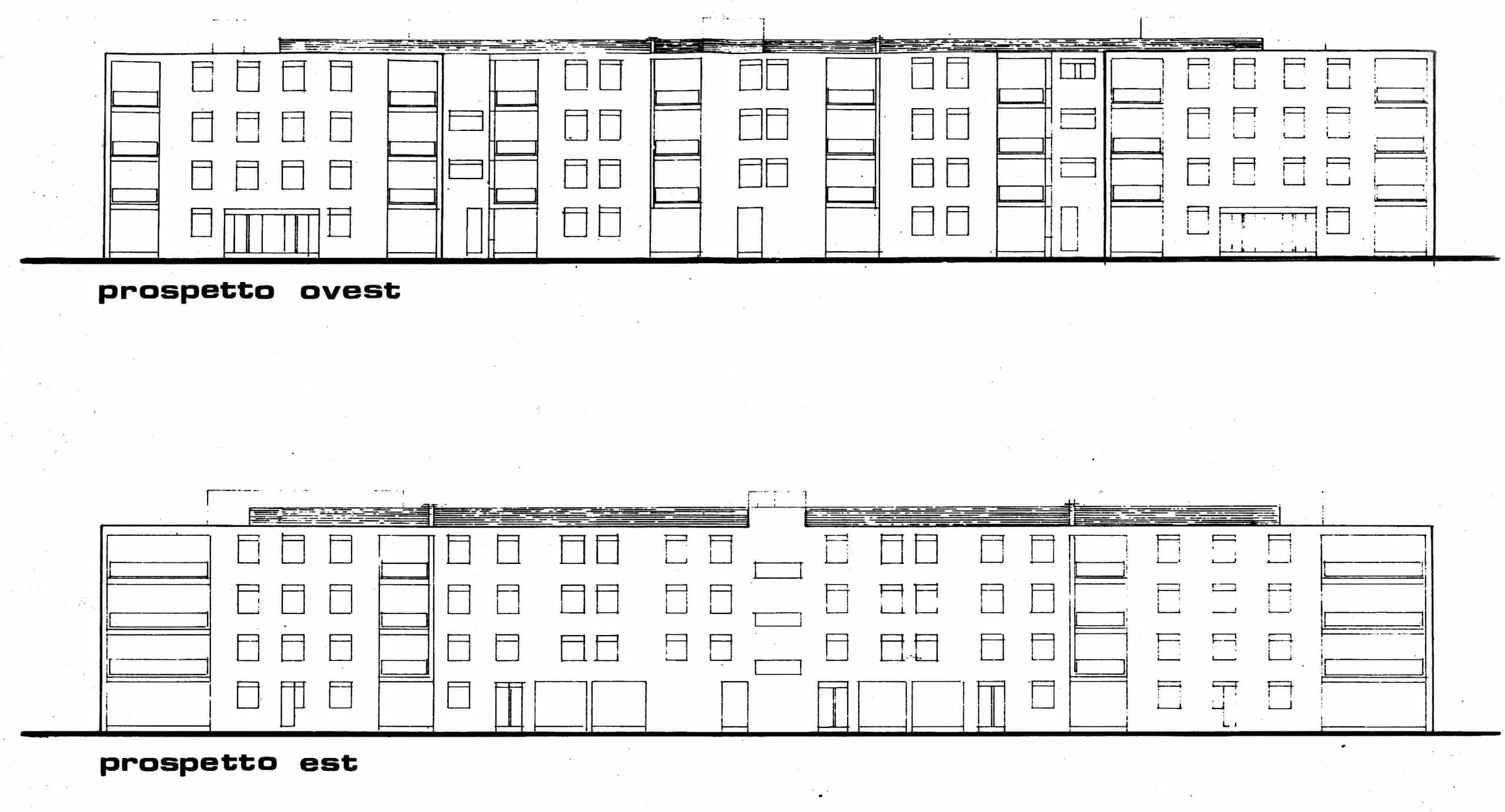 17 -  Quaranta appartamenti a Guidonia (RM), per IACP Roma; con M. Fornari - Prospetti ovest ed est
