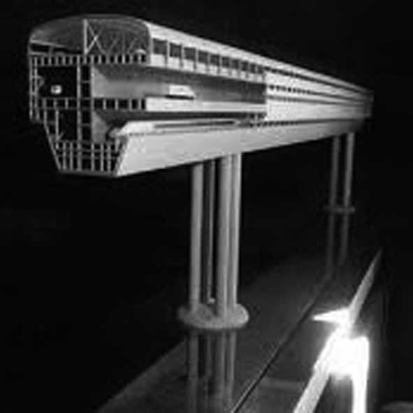 17 - Progetto “Ponte sull’Adriatico e terminal marittimo”, Ancona (Italia) - Zara (Dalmazia) - Render di dettaglio della struttura del ponte