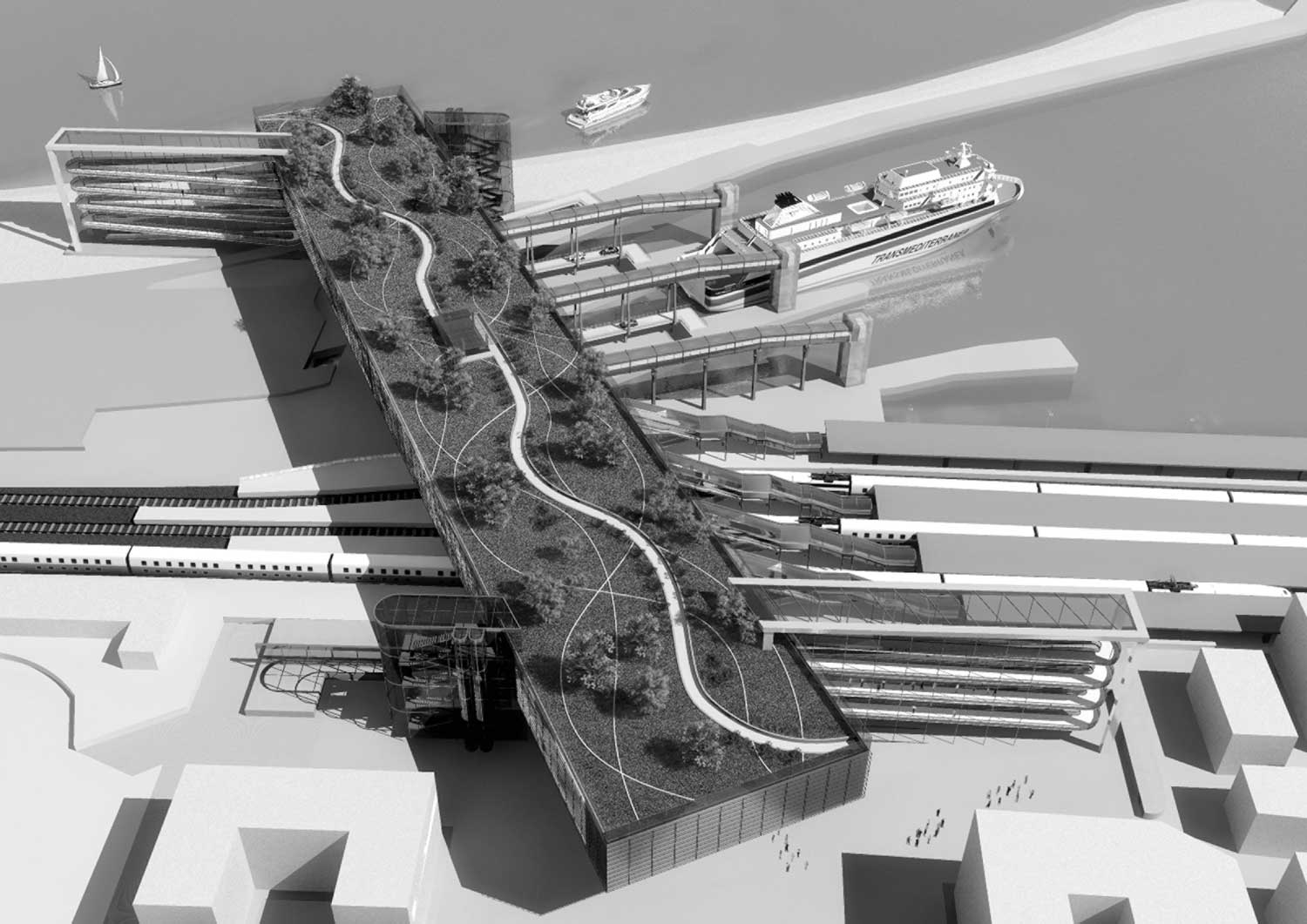 20 - Progetto della nuova stazione ferroviaria di Villa San Giovanni (RC), per Centostazioni SpA; con M. Esposito e C. Sottile - Render