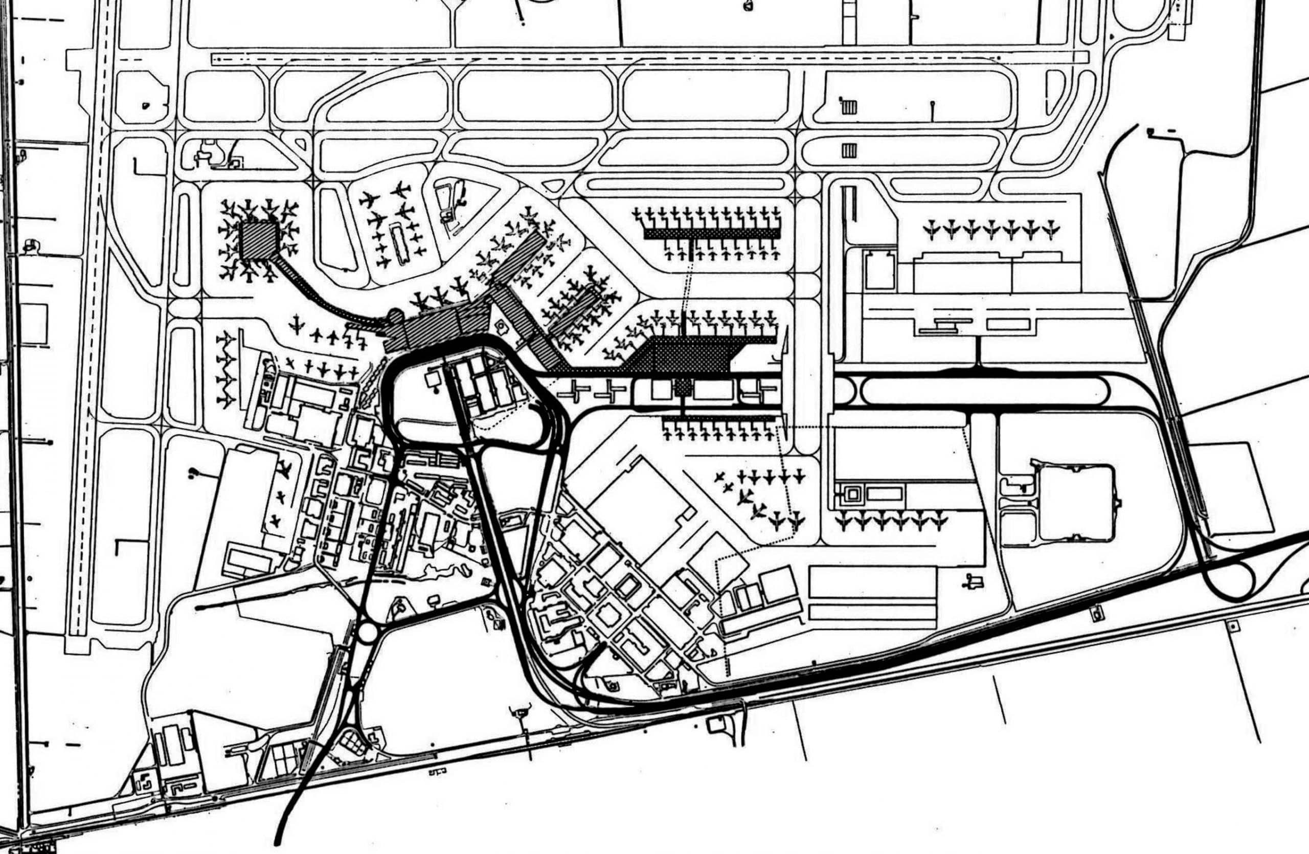 21 - Proposta per una nuova aerostazione Alitalia nell’area centrale e merci dell’Aeroporto “L. Da Vinci”, Fiumicino (RM) - Planimetria generale