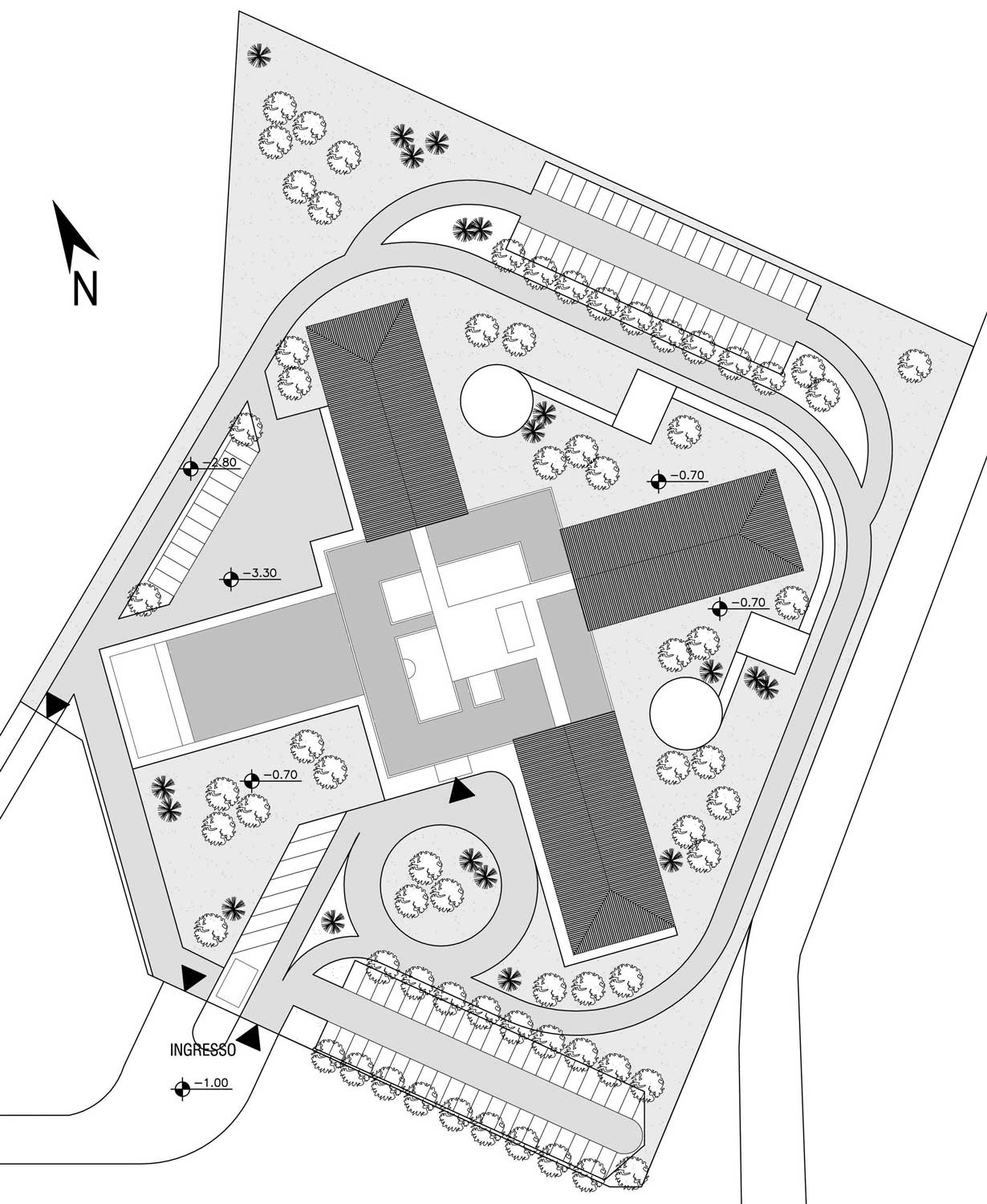 22 - Complesso plurifunzionale sull’area dell’ex Falegnameria EMU, Marsciano (PG); con P. Luccioni - Planimetria generale