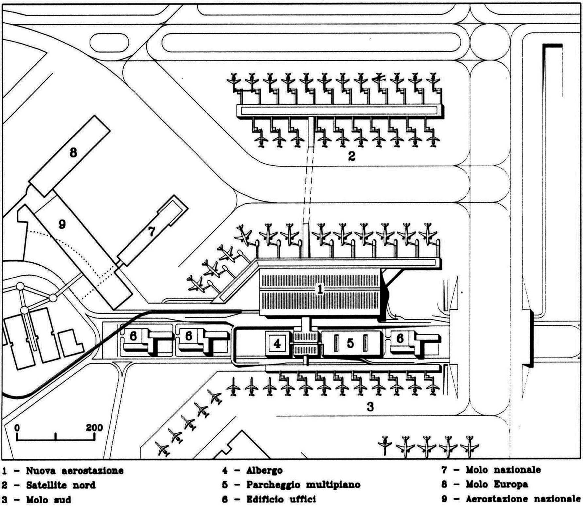 22 - Proposta per una nuova aerostazione Alitalia nell’area centrale e merci dell’Aeroporto “L. Da Vinci”, Fiumicino (RM) - Stralcio planimetrico