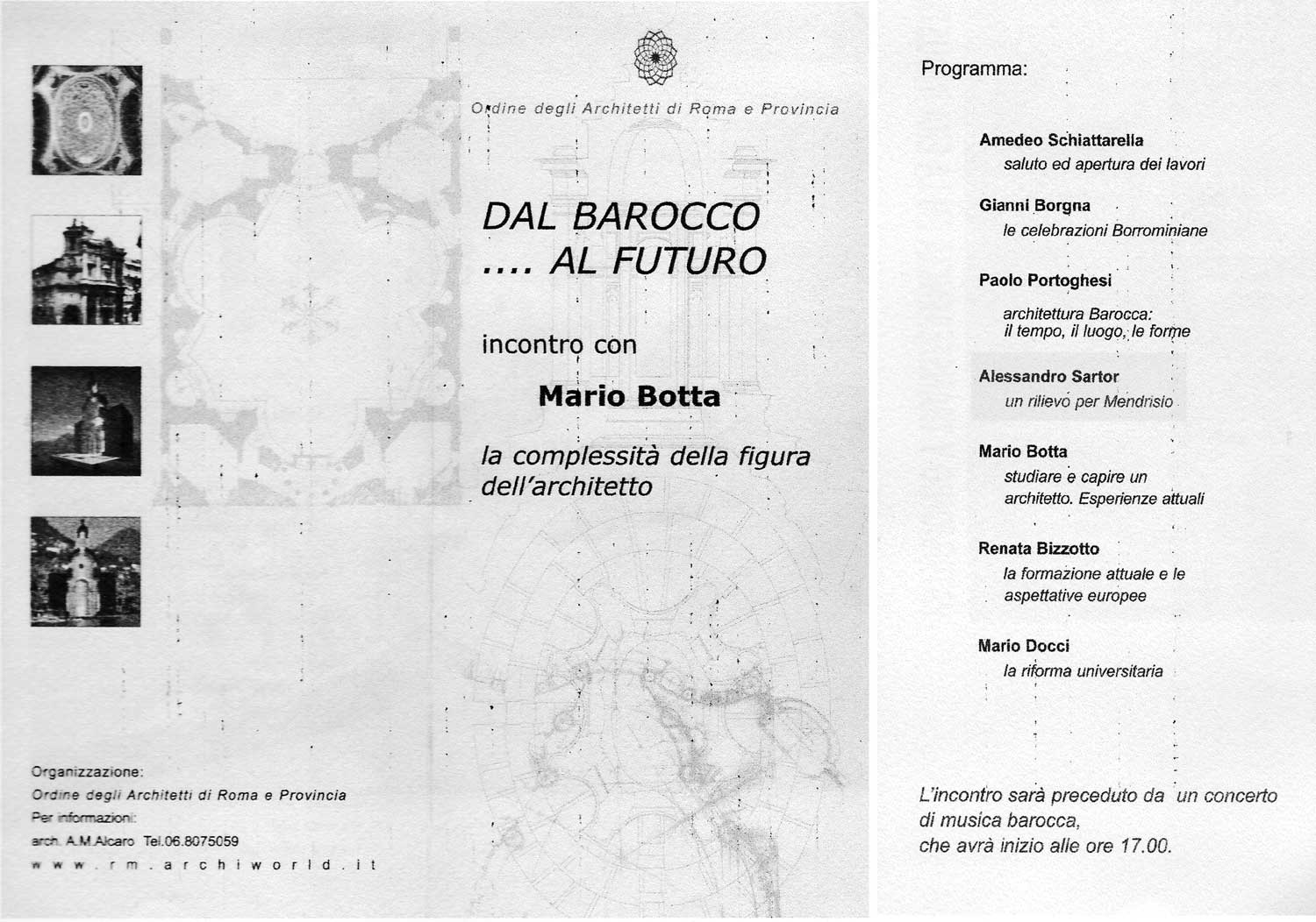 22 - Convegno Dal Barocco … al Futuro, Ordine degli Architetti PPC di Roma e Provincia, Roma - Programma