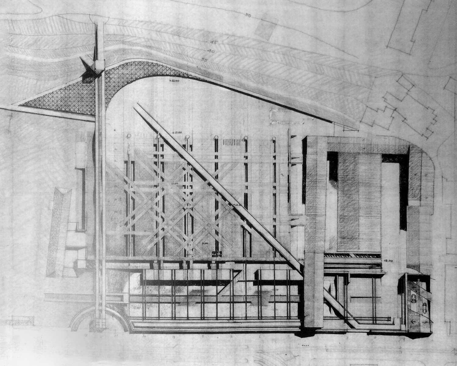 26 - Progetto per la sistemazione del Borghetto Flaminio a Roma; con P. Luzzi e Giorgio Pennestri. Concorso - Planimetria
