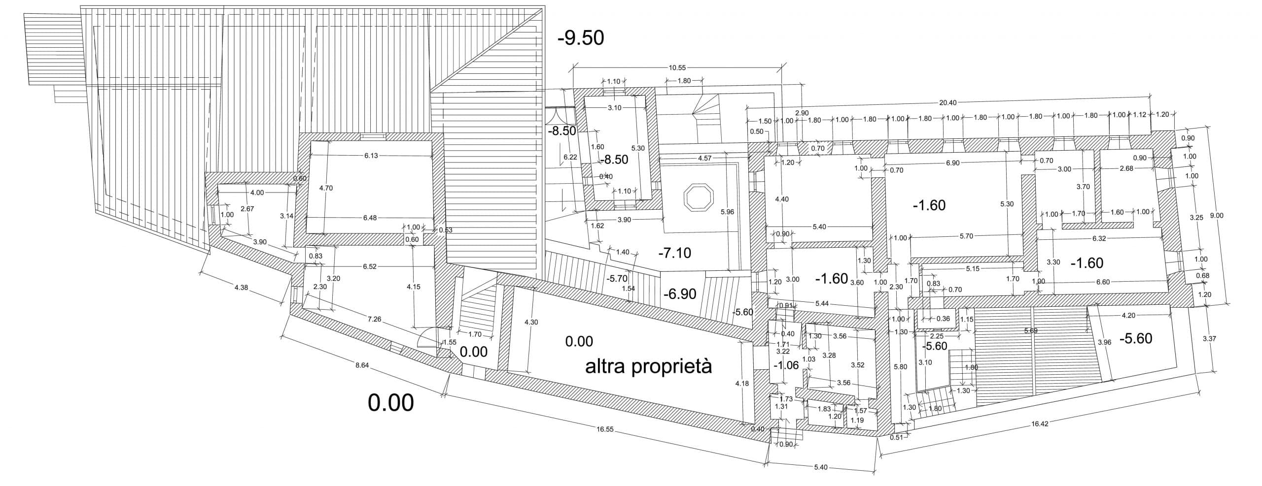 33 - Progetto di recupero e restauro di Palazzo De Julis, Capestrano (AQ), per Cons. Aggregato F-G; in corso di realizzazione - Pianta