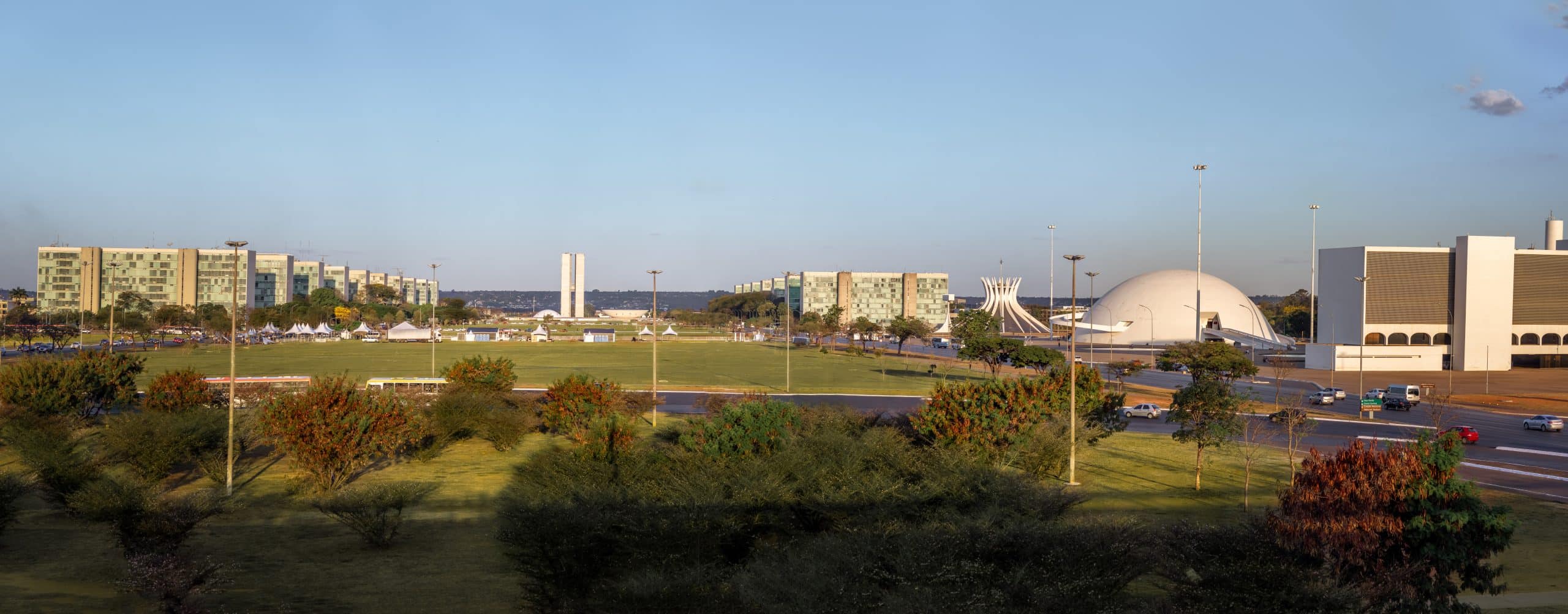 Panoramic view of Brasilia and Esplanada dos Ministerios (Esplanade of the Ministeries) - Brasilia, Distrito Federal, Brazil