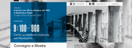 «9 itinerari per 100 Architetture del ‘900 in Basilicata e Puglia»: mostra e convegno alla Casa dell’Architettura
