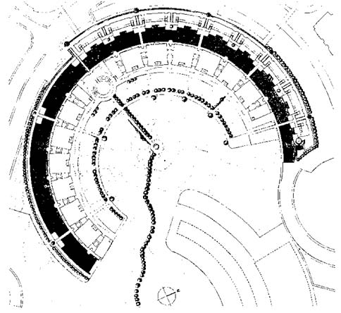 14 - Quartiere di residenze e servizi commerciali Roma-Tre Fontane, per SVEBO Spa (con C. Benedetti, G. Biancofiore, S. Brugnoli, G.Cavallera) - planimetria