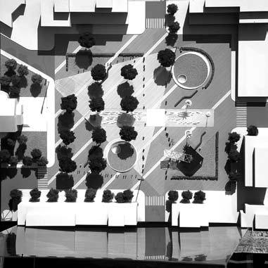 18 - Fontana e della nuova configurazione della piazza di S. Leonardo da Porto Maurizio a Roma-Acilia (in collab.) - vista zenitale del plastico