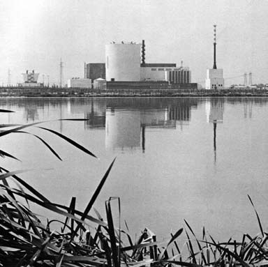 19 - IV Centrale elettronucleare ENEL di Caorso (PC), (in collab.) - vista dalla sponda opposta del fiume Po.