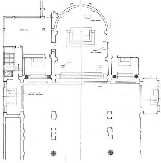2 - Ristrutturazione della Chiesa di S.Giuseppe al Trionfale - pianta del transetto e dell'abside