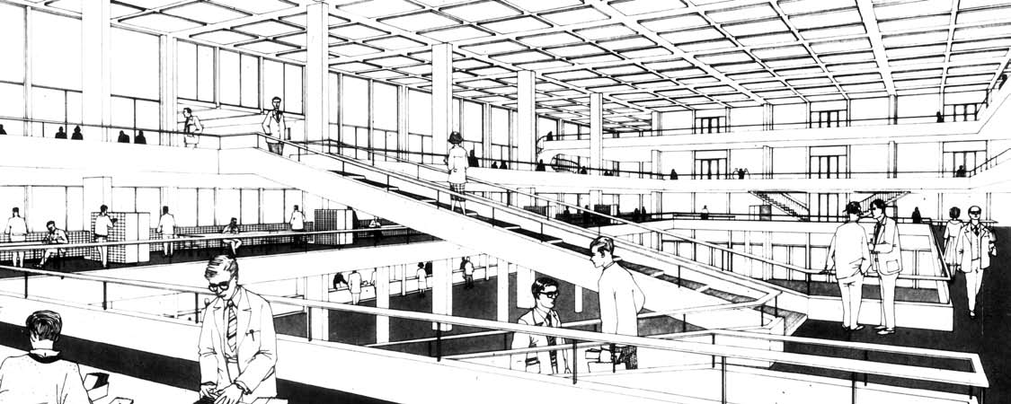 5 - Progetto della nuova sede della Biblioteca nazionale a Castro Pretorio, Roma (in collab) - prospettiva interna