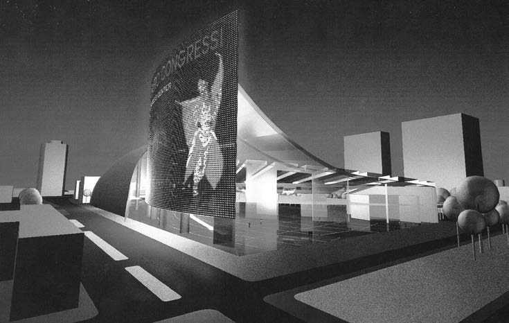 28. Progetto per il Centro Congressi EUR a Roma, G. De Giorgi, A. Muntoni e M. Pazzaglini, Roma, concorso internazionale,
1998 - Rendering