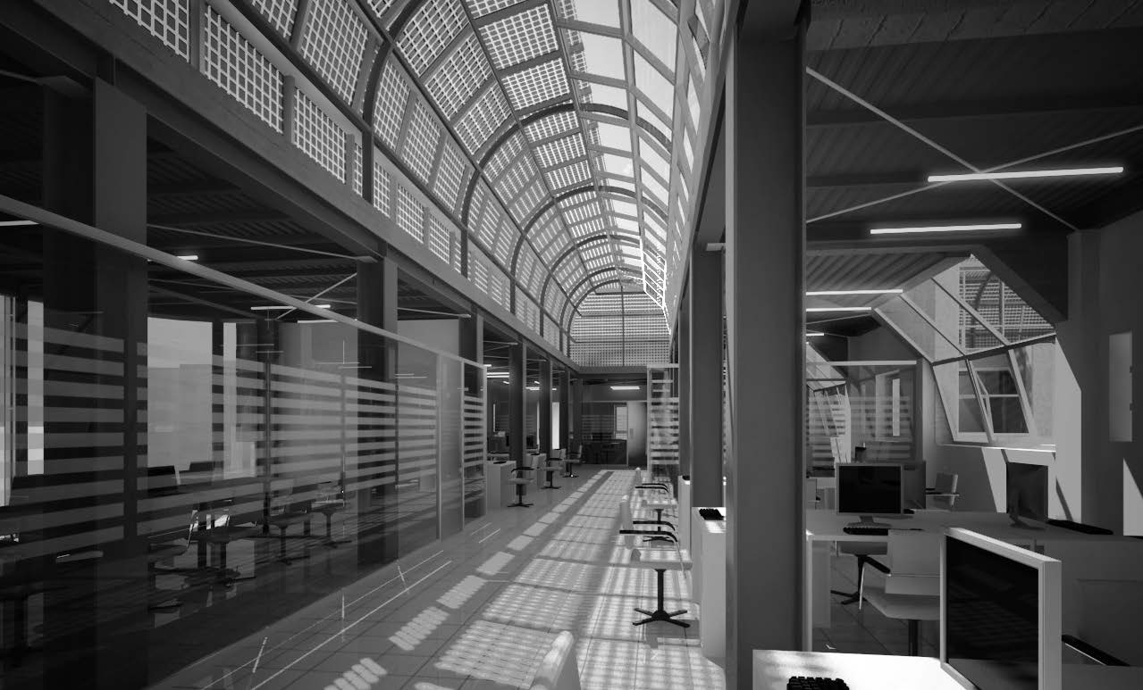 45. Centro Infosapienza (ex Istituto di Neuropsichiatria infantile) a Roma - San Lorenzo, G. De Giorgi, A.
Muntoni e M. Pazzaglini, collaboratori: M. Lauriola e L. Pazzaglini, 2012-15 - Vista interna