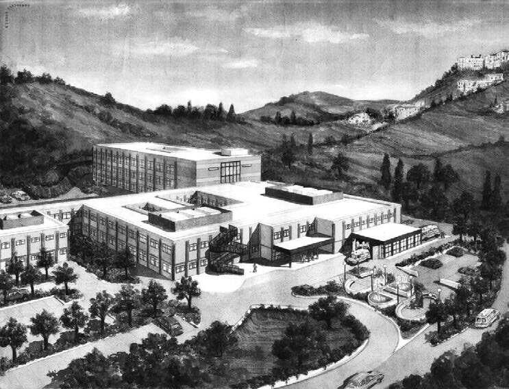 13. Nuovo Ospedale di Camerino (MC), con A. Martini, 1989-97 - Vista prospettica dall’alto