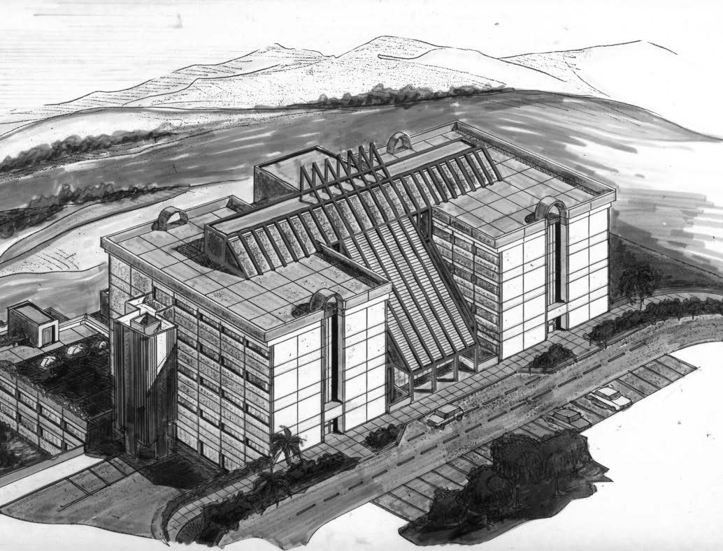 14. Progetto dell’Istituto per lo studio e lo
sviluppo delle potenzialità sportive degli atleti a S. Maria Imbaro (CH), con A. Martini e G. Stampone, 1987-1988 - Vista assonometrica