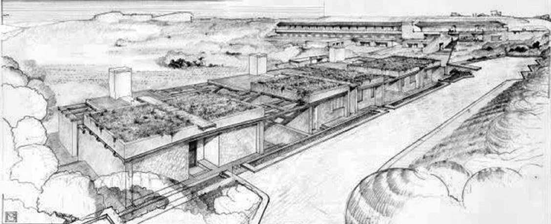 24. Progetto del Residence Comp. 6 presso il Villaggio Le Vele a Stintino (SS), 1974-75 – Vista prospettica dall’alto