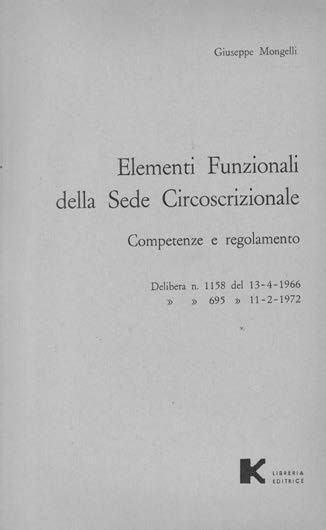 31. Elementi funzionali della Sede Circoscrizionale, K Libreria Editrice, Roma 1974 – Copertina