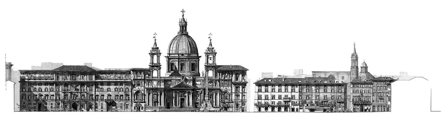 1. Prospetti di piazze di Roma: piazza Navona – Sezione verso la Chiesa di S. Agnese in Agone