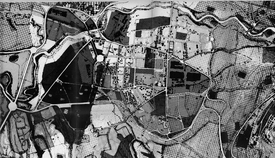 1. Piani Particolareggiati “zone B” del PRG di Tivoli (RM), gruppo associato, 1976-77 – Dettaglio del quartiere Villa Adriana in loc. Paternò Ponte Lucano