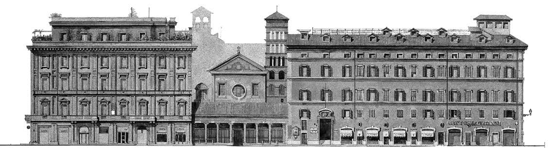 10. Prospetti di piazze di Roma: piazza S. Lorenzo in Lucina – Sezione verso la Chiesa