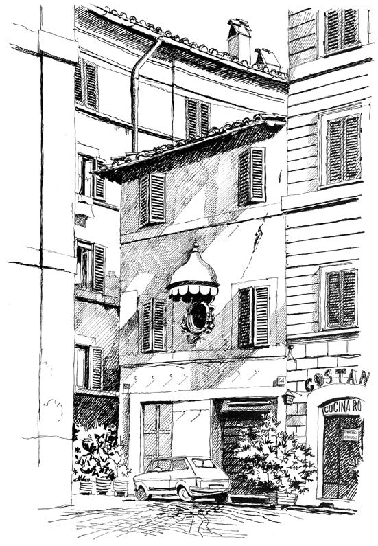 12. Vicolo del Paradiso a Roma – Vista prospettica dal vero