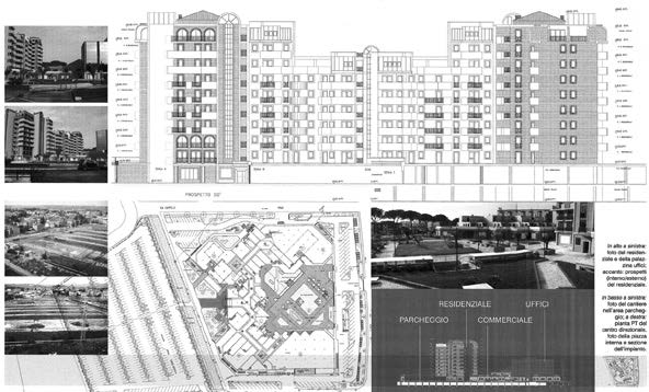 12. Centro “Le Palme” (commerciale, residenziale, terziario, direzionale) a Tivoli Terme (RM), per SATEMA Srl, 2002-04 – Tavola di progetto