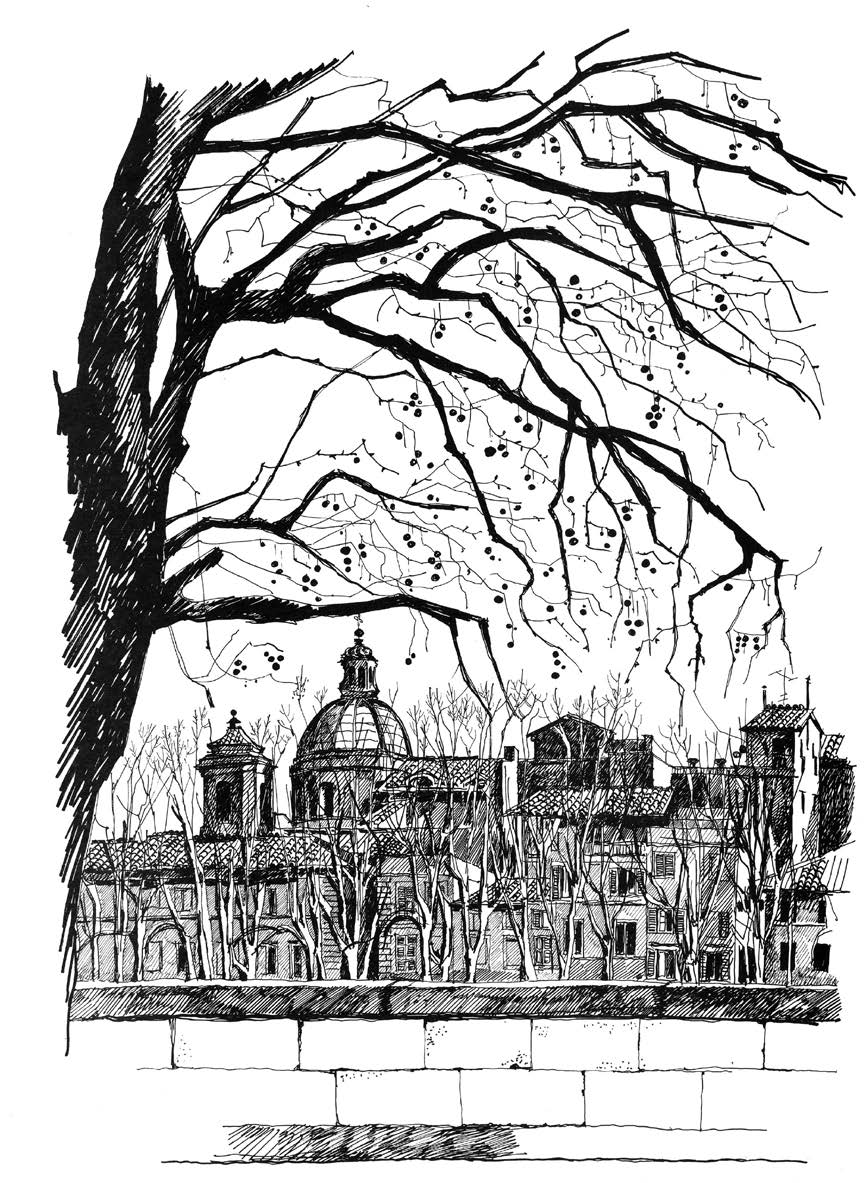 14. Dal Lungotevere Mellini, Roma – Vista prospettica dal vero