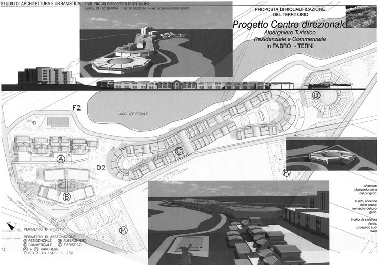 17. Progetto preliminare di centro direzionale con “outlet”, residenziale, centro alberghiero, centro congressi a Fabro (TR), 2004 – Tavola di progetto