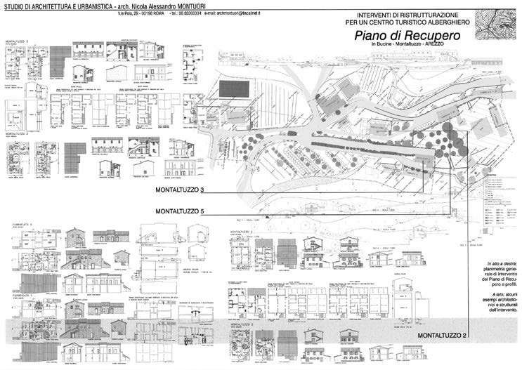 19. Ristrutturazione di vecchi casali agricoli e villa padronale nel Borgo di Montaltuzzo, Bucine (AR), 2002-03 – Tavola di progetto
