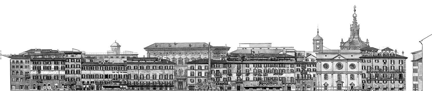 2. Prospetti di piazze di Roma: piazza Navona – Sezione verso la Chiesa di S. Ivo alla Sapienza