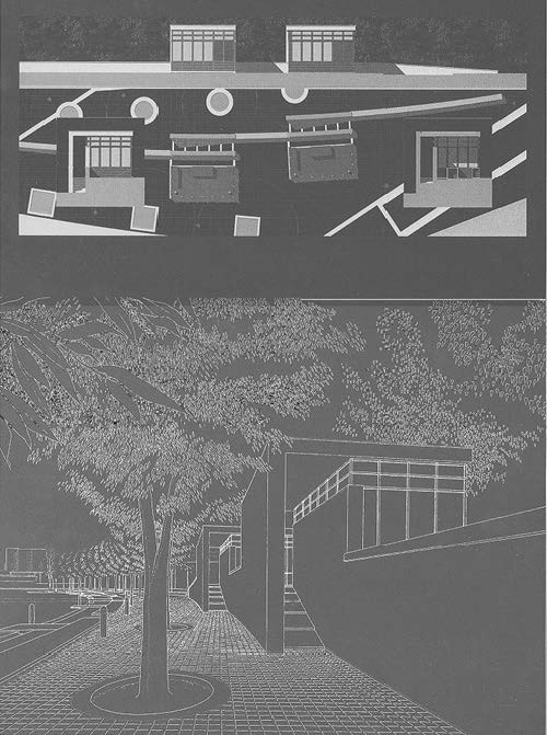 20. Progetto di riqualificazione di piazza e via del Molo ad Anguillara Sabazia (RM), con altri, concorso di idee, progetto segnalato, 1998 – Elaborato grafico