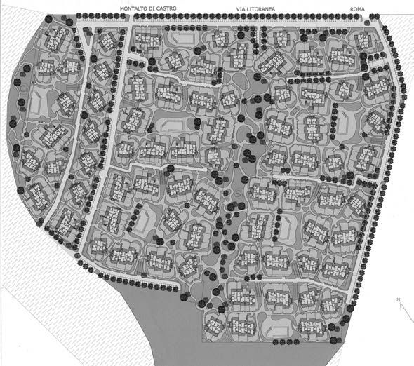 20. Progettazione urbanistica di lottizzazione convenzionata su sottozona F3 del PRG di Montalto di Castro (VT), 2011 – Tavola di progetto