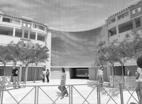 23. Progetto planivolumetrico del lotto “ex segheria” dell’ex Industria Sarda Imballaggi lungo via Sulcitana e via F.lli Wright a Elmas (CA), 2011 – Rendering