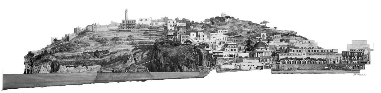 25. Le isole in acquerello: Isola di Ponza (LT); immagine dell’isola – Prospetto