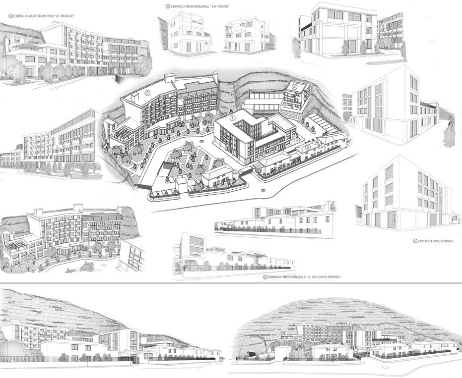 27. Nuovo borgo come incontro tra il vecchio ed il nuovo, denominato “Tributo ad Ercole Vincitore” a Tivoli (RM), 2017 – Tavola di progetto