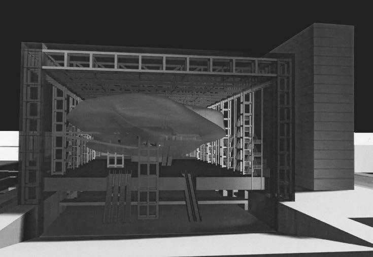 29. Gara di appalto per la realizzazione del Centro Congressi a Roma – Eur, 2003-08 – Elaborato di gara raffigurante lo sviluppo del cantiere al trentacinquesimo mese