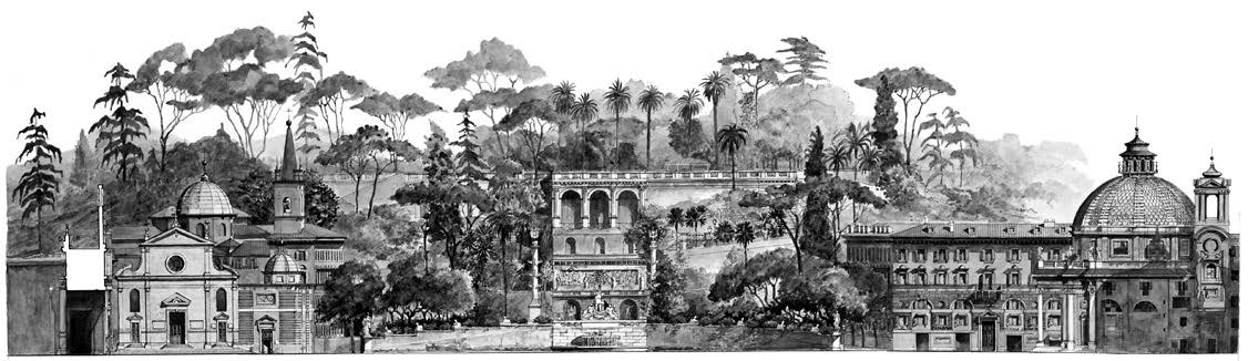 3. Prospetti di piazze di Roma: piazza del Popolo – Sezione verso il Pincio