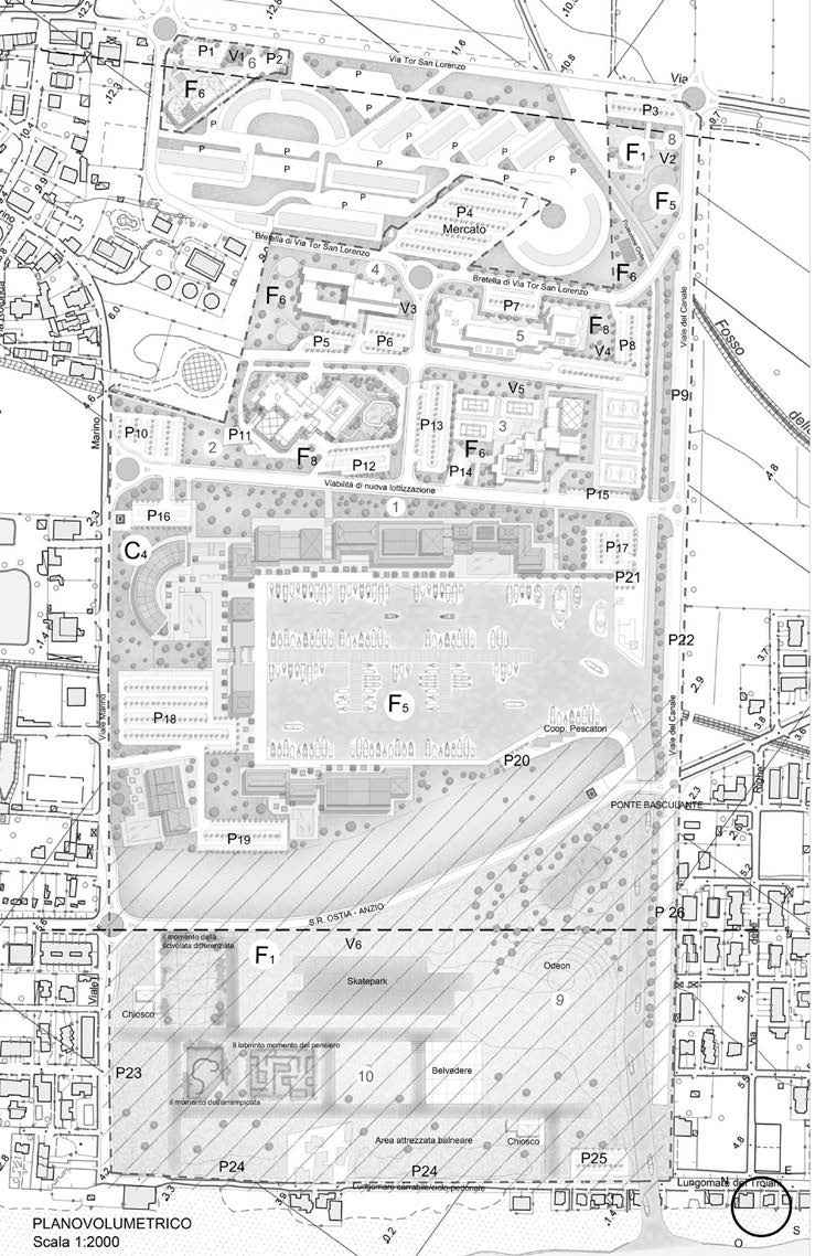 39. Proposta di progetto di sviluppo turistico-ricettivo e piano di servizi integrativi per la riqualificazione della Marina di Tor San Lorenzo ad Ardea (RM), 2016 – Planimetria