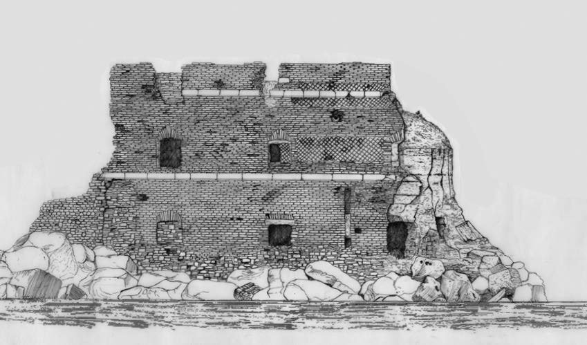 5. Rilievo e progetto di restauro del Fortino e del Molo romano del Lazzaretto nel Porto di Civitavecchia (RM), 1968 – Prospetto