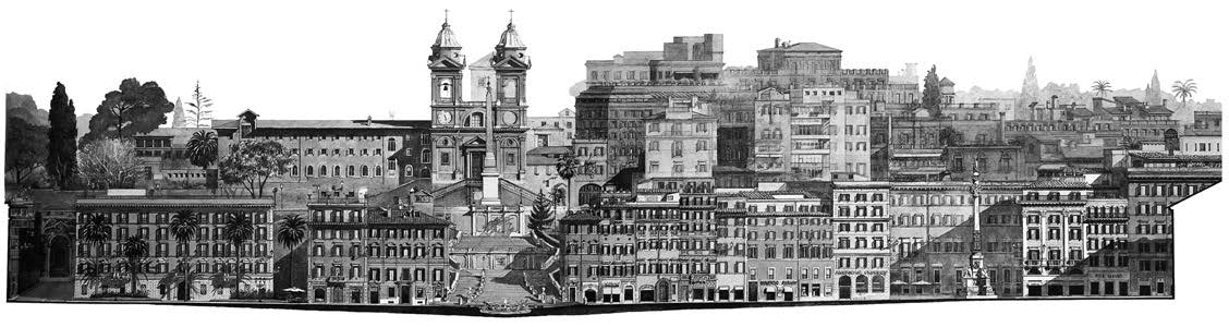 6. Prospetti di piazze di Roma: piazza di Spagna – Sezione verso la Chiesa di Trinità dei Monti