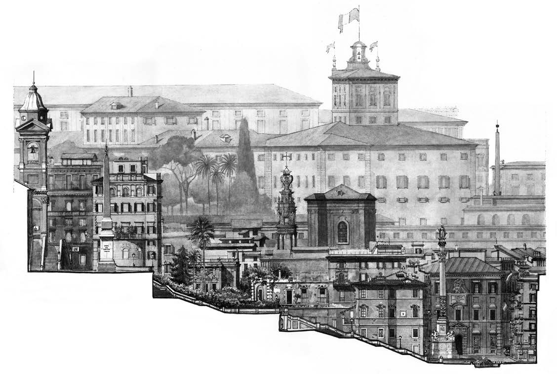 7. Prospetti di piazze di Roma: piazza di Spagna – Sezione della Scalinata verso il Quirinale