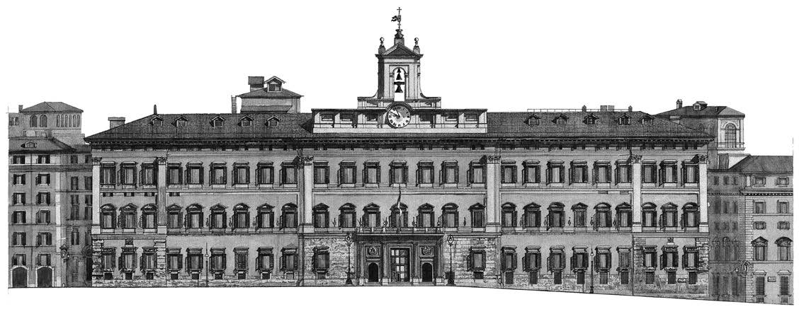 8. Prospetti di piazze di Roma: piazza Montecitorio – Sezione verso il Palazzo