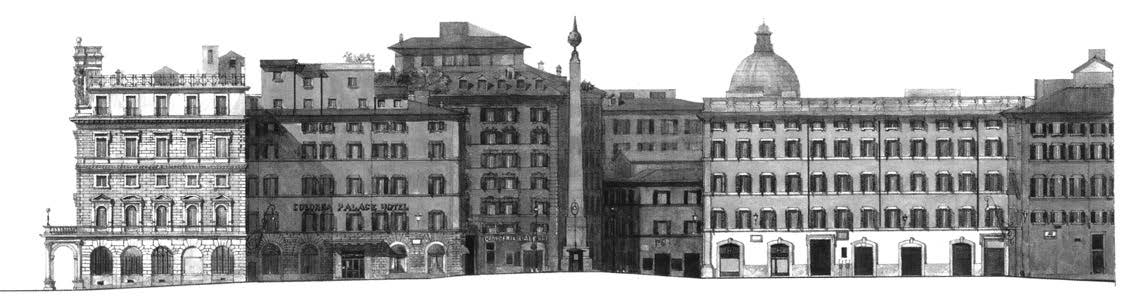 9. Prospetti di piazze di Roma: piazza Montecitorio – Sezione verso l’Obelisco